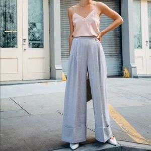 Blue striped wide legged pants